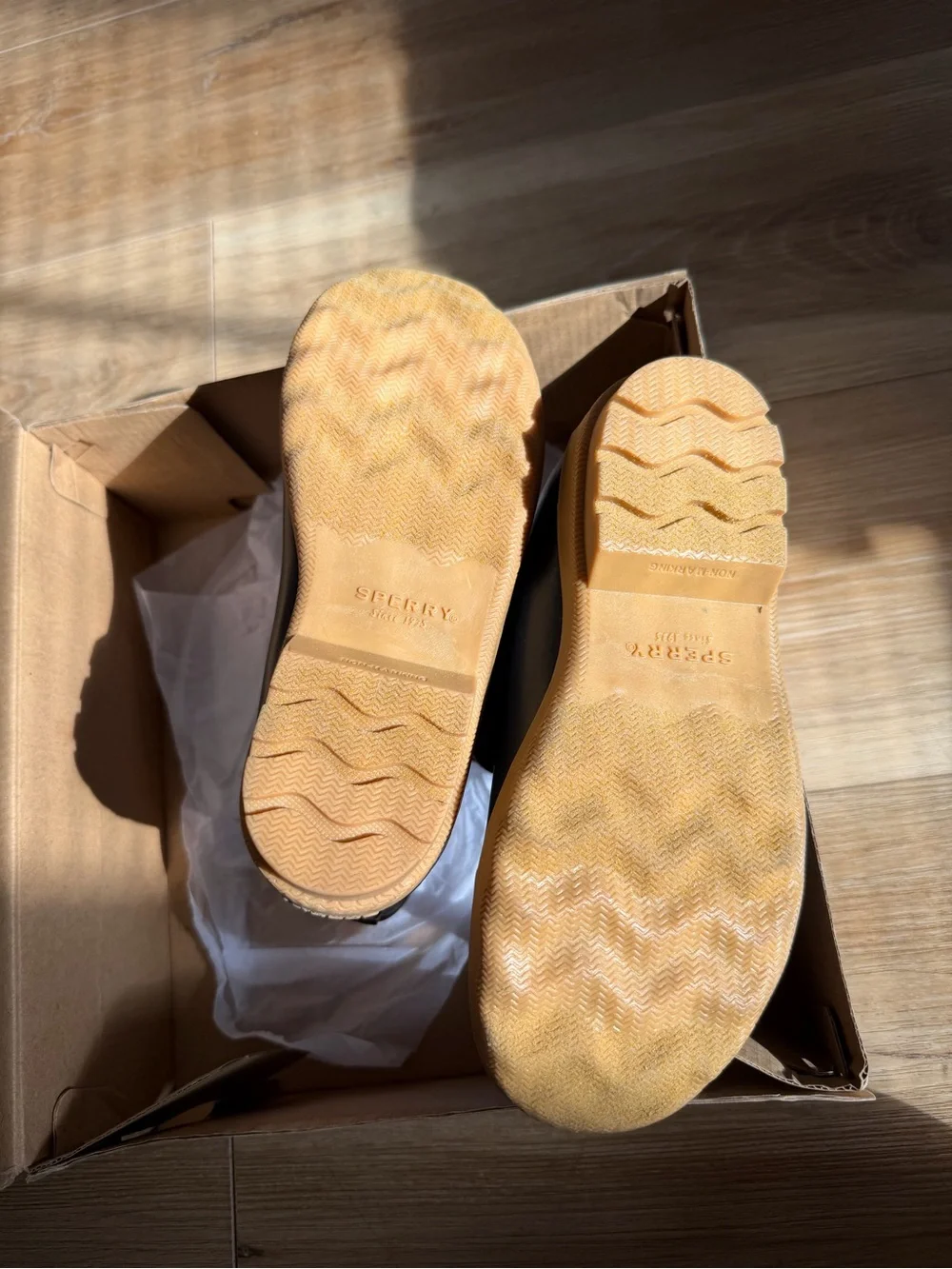Sperry Kids Brown Leather and Navy Blue Duck Boots
